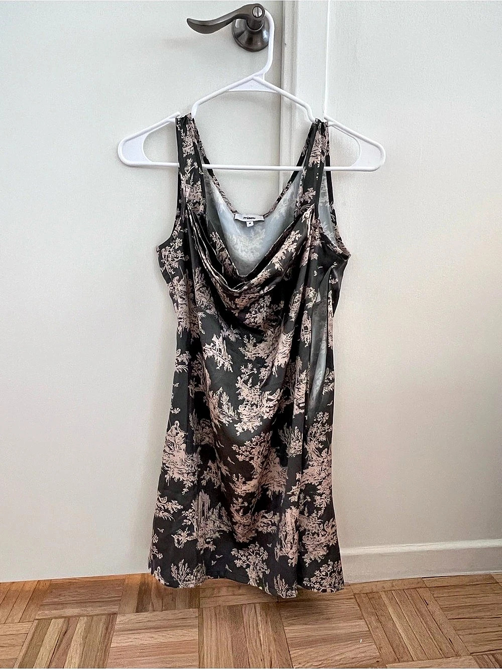Miaou Mini Dress Floral Cowl Neck Black & Pink